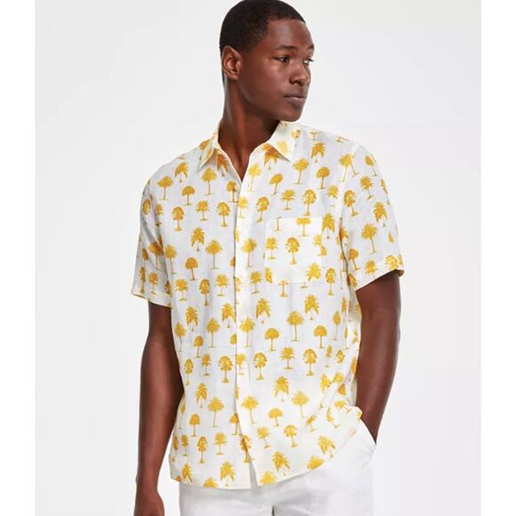 Club Room Other - Club Room Men's Morocco Short Sleeve Palm Print Button Front Linen Shirt XXL